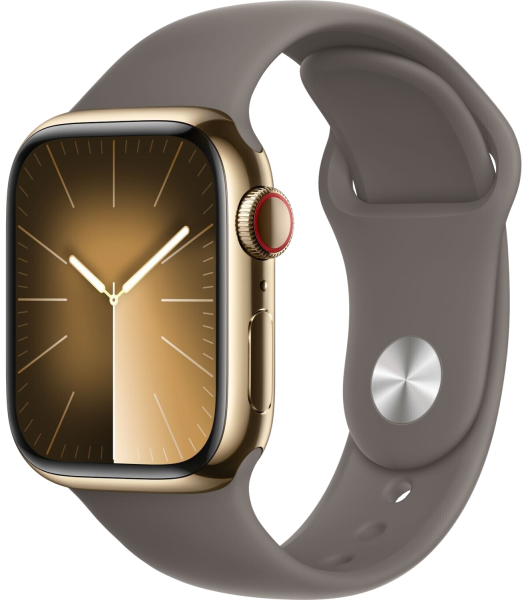 Apple Watch Series 9 Edelstahl 45mm GPS+Cellular Gold Sportarmband Tonbraun