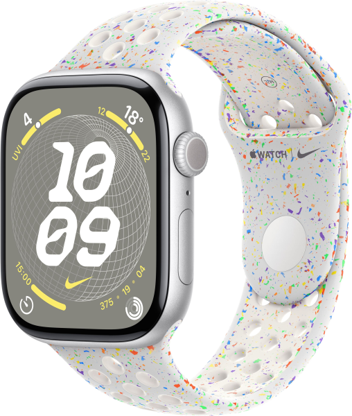 Apple Watch Series 10 Aluminium 46mm GPS Silber / Nike Sportarmband Pure Platinum