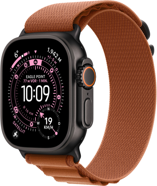 Apple Watch Ultra 3 Titanium Cellular 49mm Alpine Loop Schwarz Terracotta Small
