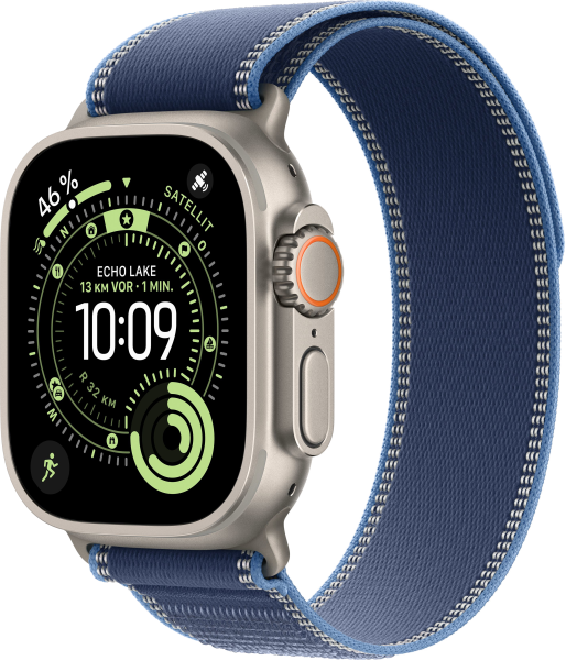 Apple Watch Ultra 3 Titanium Cellular 49mm Trail Loop Natur Blau/Hellblau M/L