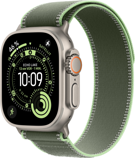 Apple Watch Ultra 3 Titanium Cellular 49mm Trail Loop Natur Grün/Neon M/L