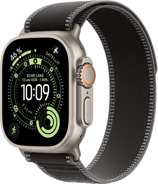 Apple Watch Ultra 3 Titanium Cellular 49mm Trail Loop Natur Schwarz/Kohlegrau M/L