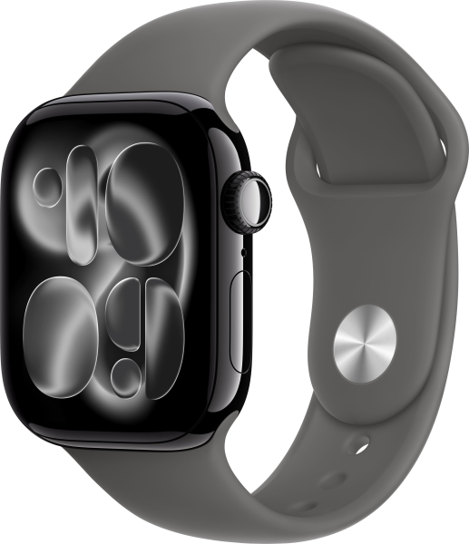 Apple Watch Series 11 Aluminium Diamantschwarz 46mm GPS Sportarmband Steingrau