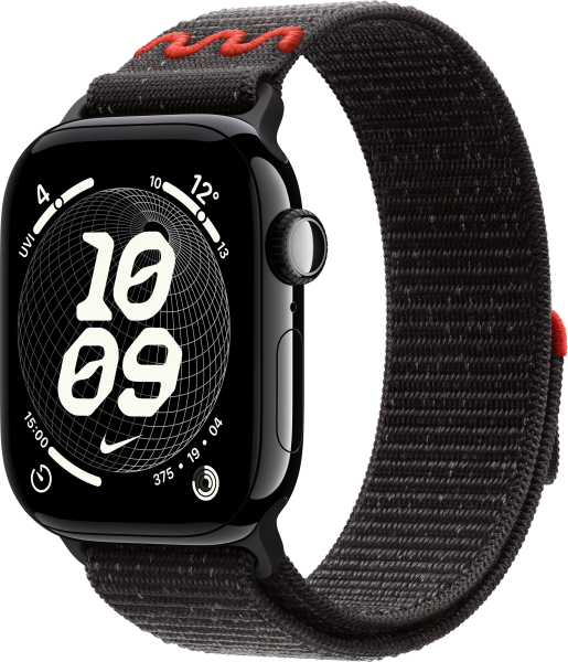 Apple Watch Series 11 Aluminium Diamantschwarz 46mm GPS Nike Textil Sport Loop Midnight Black