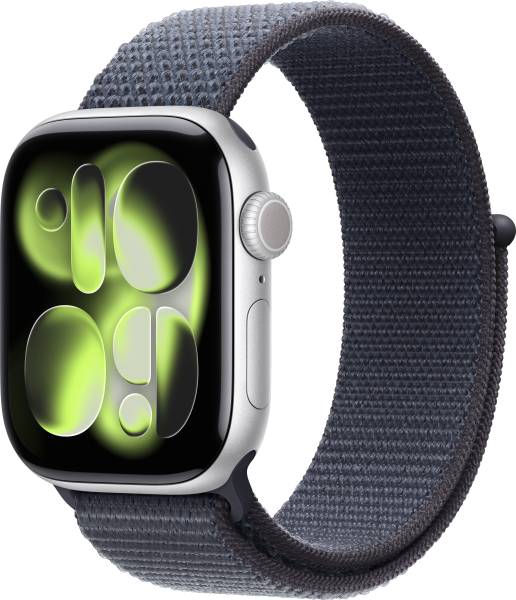Apple Watch Series 11 Aluminium Silber 46mm GPS Textil Sport Loop Maritimblau