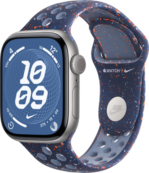 Apple Watch Series 11 Aluminium Space Grau 46mm GPS Nike Sportarmband Blue Ribbon